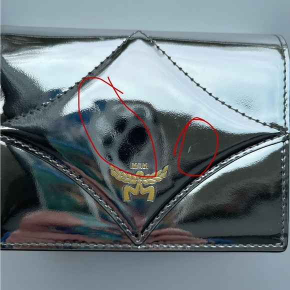 MCM Diamond Leather Small Wallet Silver NWT with callouts - Picture 13 of 13